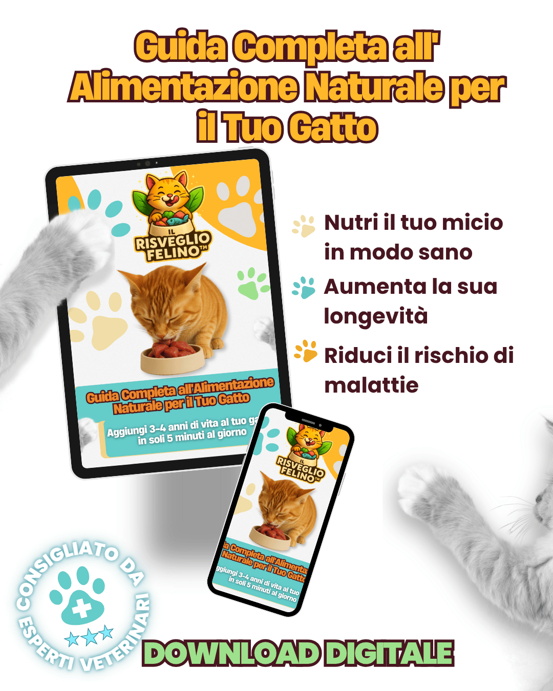 Il Risveglio Felino™ – Guida alla Dieta Naturale per Allungare la Vita del Tuo Gatto